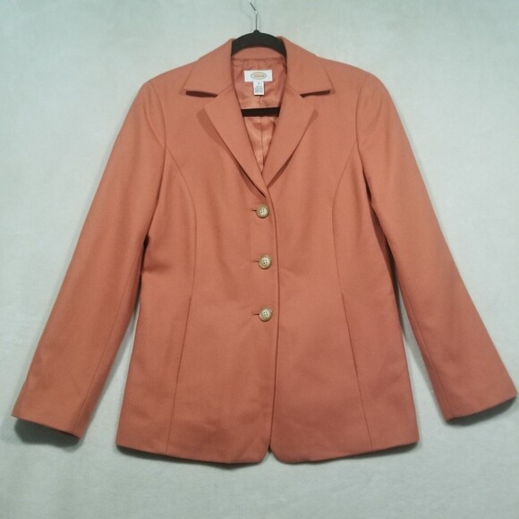 TALBOTS Womens 8 Blazer Peach Wool Cashmere Jacket Vintage Made in Hong Kong - Picture 1 of 9